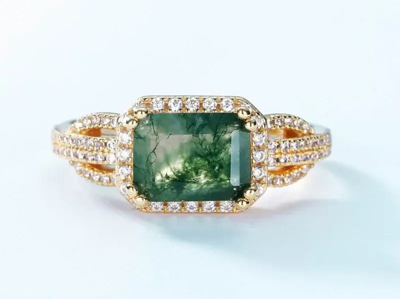 Moss Agate Engagement Rings: Nature's Art for Your Eternal Love