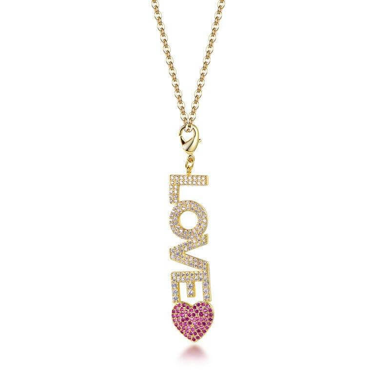 Letter Ruby Pendant Necklace - Trendolla Jewelry