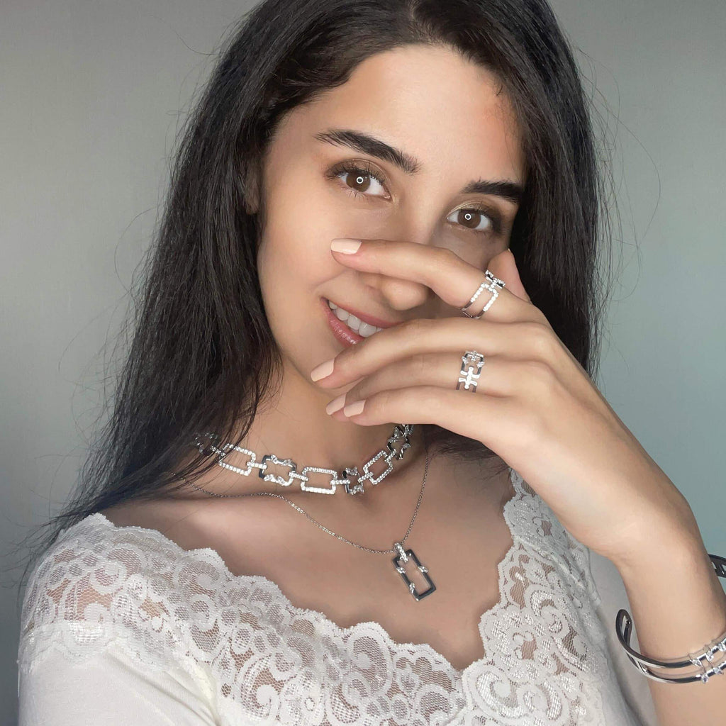 Rectangular Necklace Jasmine Breeze Collection Designed by Golnaz Niazmand - Trendolla Jewelry