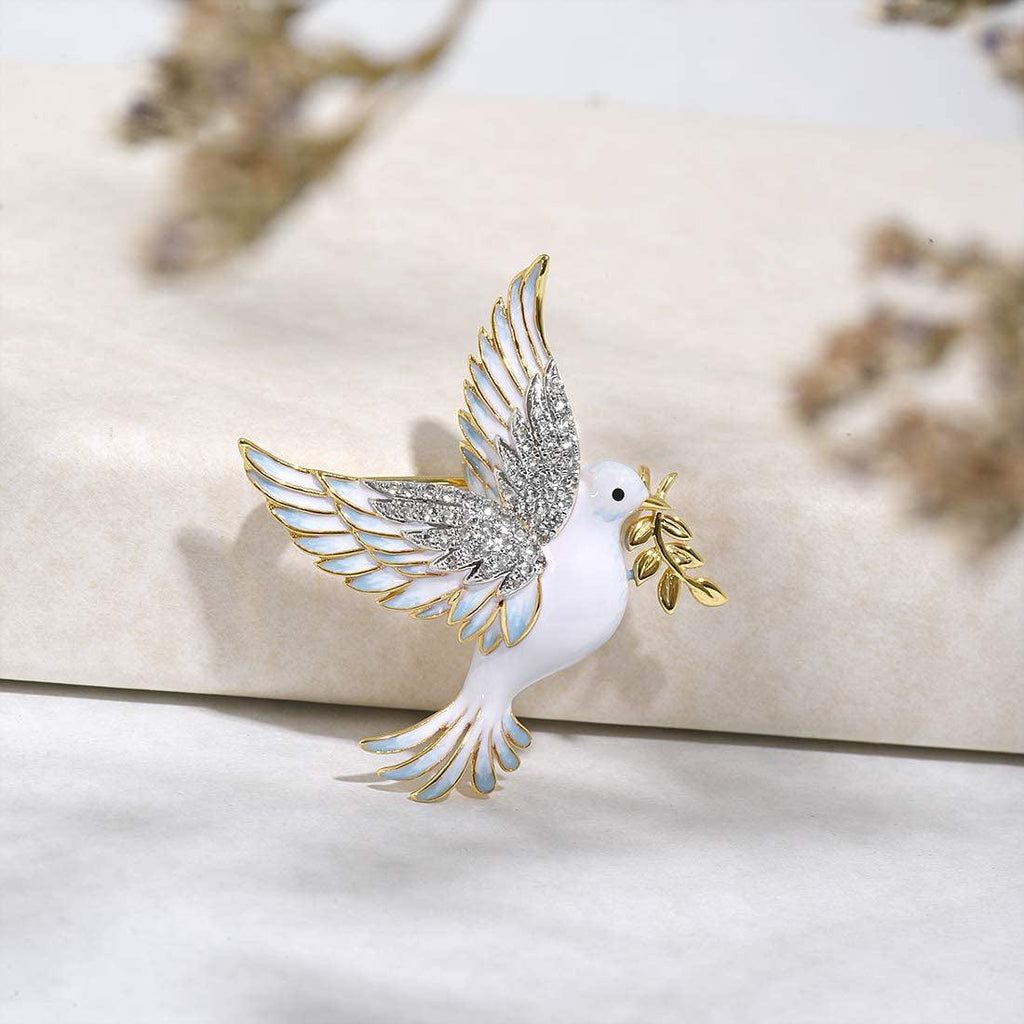Trendolla Sterling Silver Pigeon Enamel Pin Brooch - Trendolla Jewelry